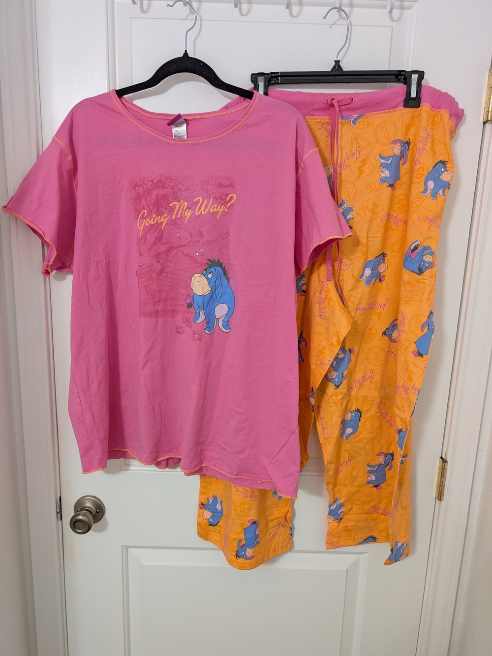 Disney Eeyore Going My Way Pajama Set 2X Pink Orange NWT Y2K